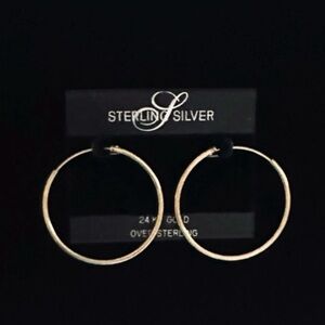 24K Gold over Sterling Silver Hoop Earrings